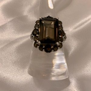 Smokey Quartz Gemstone Ring Set In Sterling Silver
